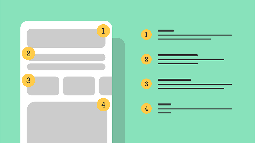 illustration for UI wireframes and annotations on different parts of the UI