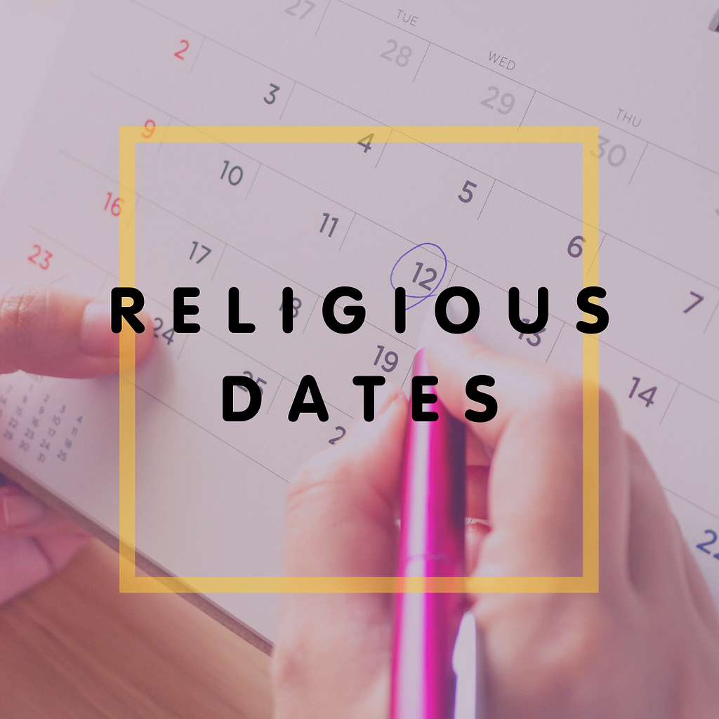 Calendar — Religious Dates