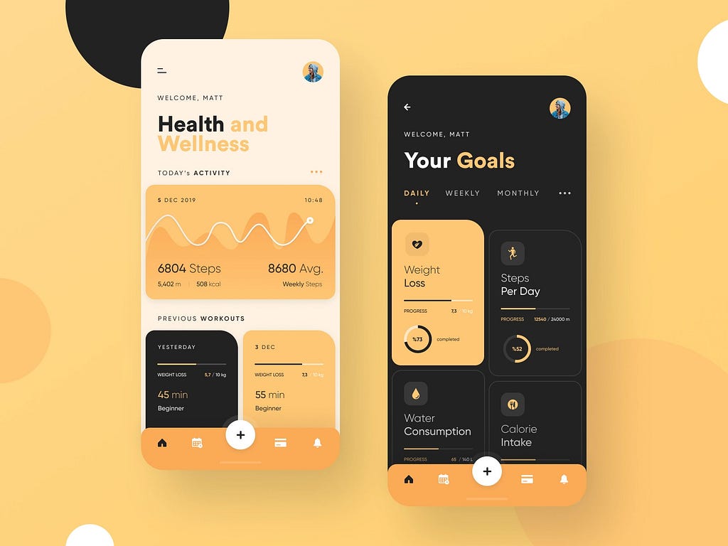 Health mobile App UI design