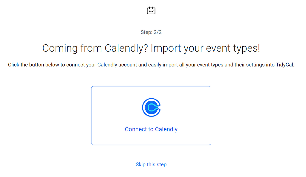 Screenshot of connecting to Calendly option.