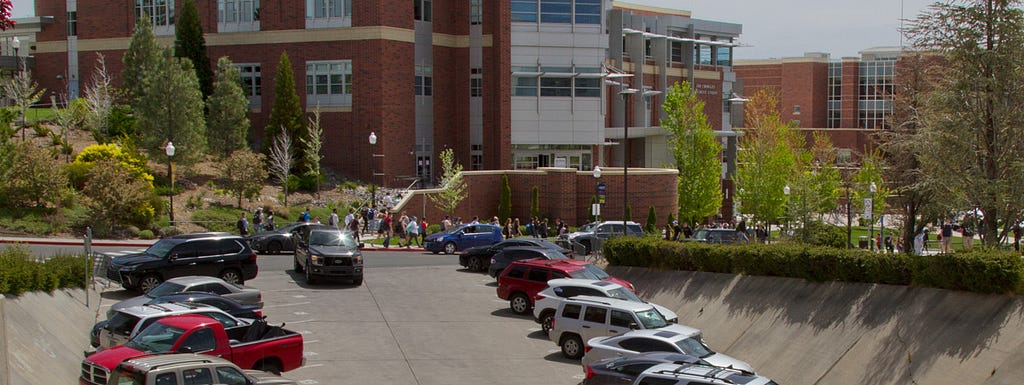 Photo of Crowded Parking Lot on a University Campus