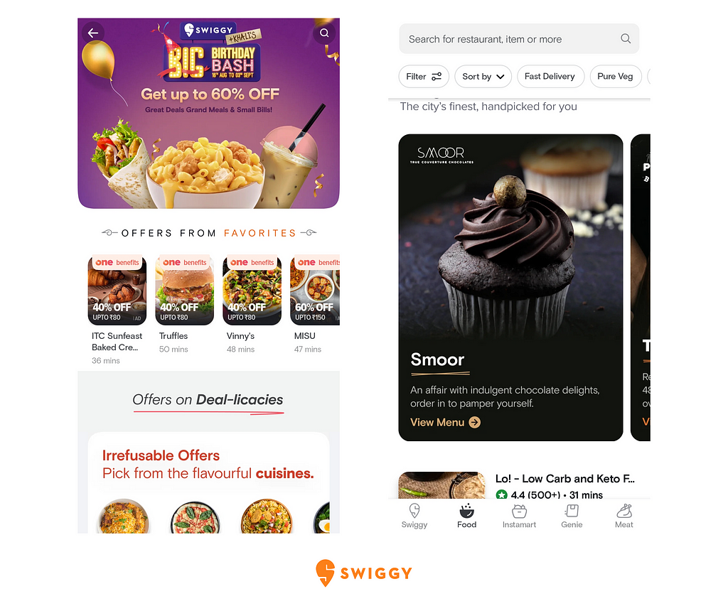 Eye-catching images and illustrations of Swiggy app