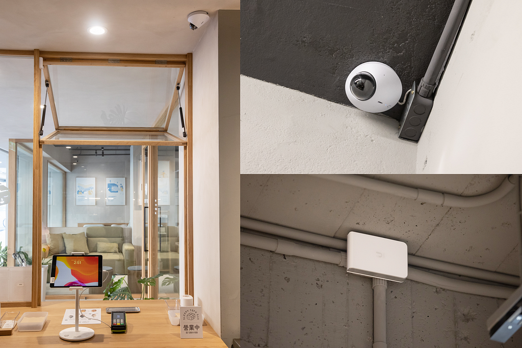 UniFi 的無線 AP、監控攝影機設計簡約美觀，裝在眠豆腐的門市空間也不會有違和感，反而更像是能點綴門市空間的精品設備。圖／ 數位時代