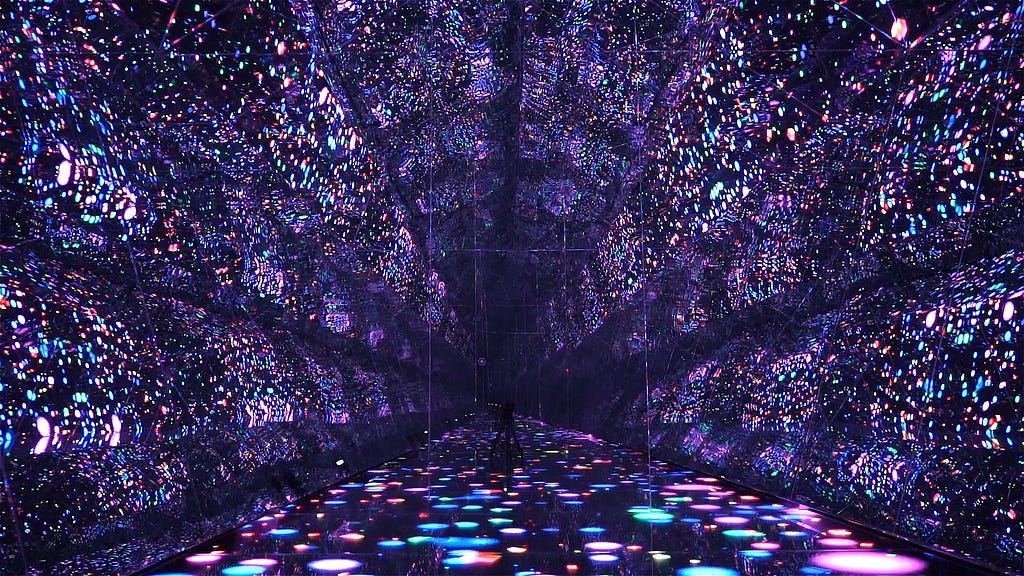 A tunnel full of purple light.