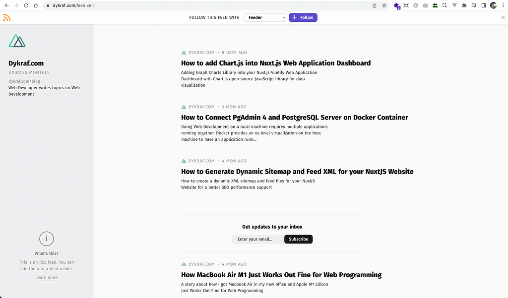 RSS Feed reader in Nuxt.js feed module