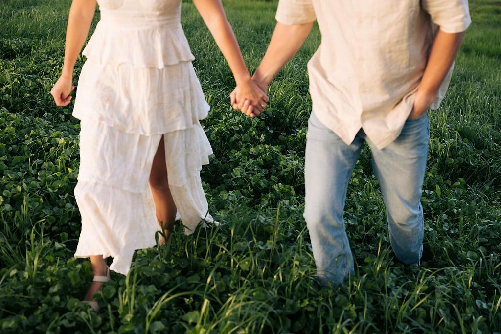 A couple enjoying a walk outdoors