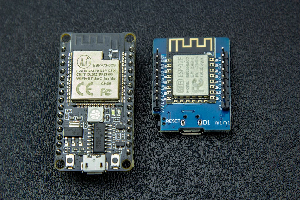 NodeMCU ESP-C3–32S and D1 Mini next to each other