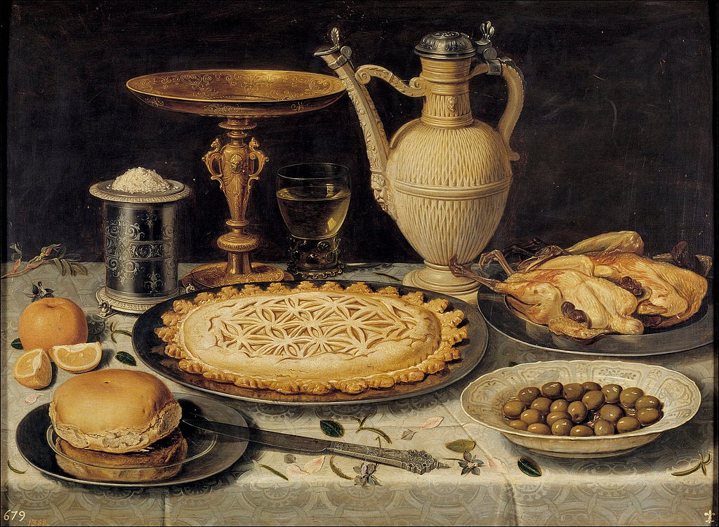 Renaissance table of food
