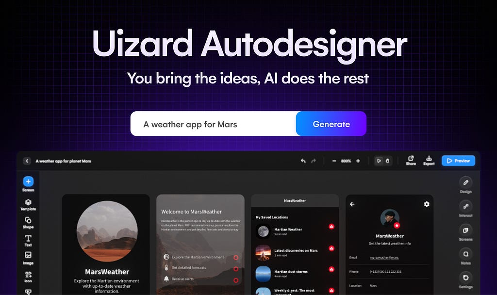 Uizard AI-powered UI/UX design tools