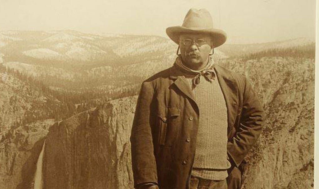 Teddy Roosevelt standing in a national park