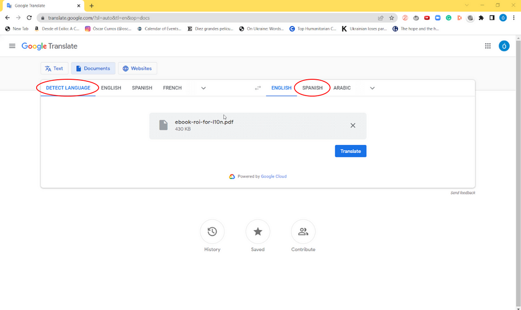 Select your source and target languages for automatic translation with Google Translate | Phrase