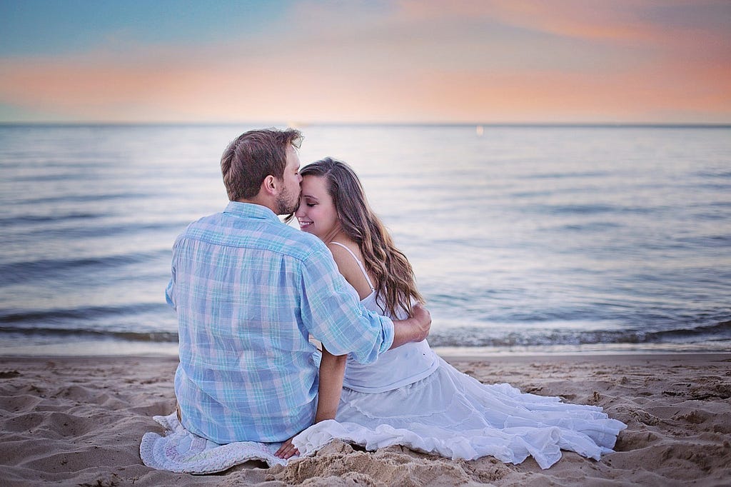 loving couple on the seashore