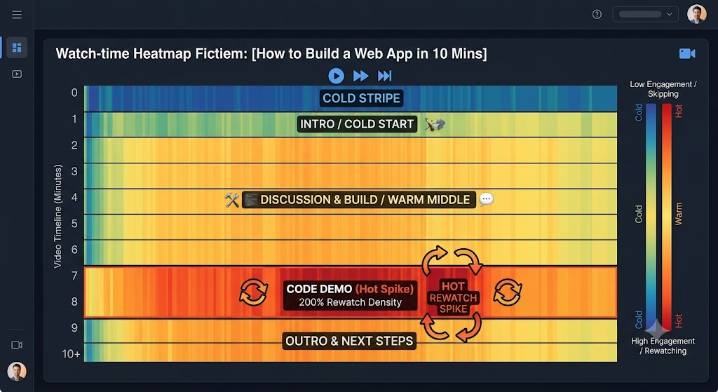Build a watch-time heatmap from raw player events