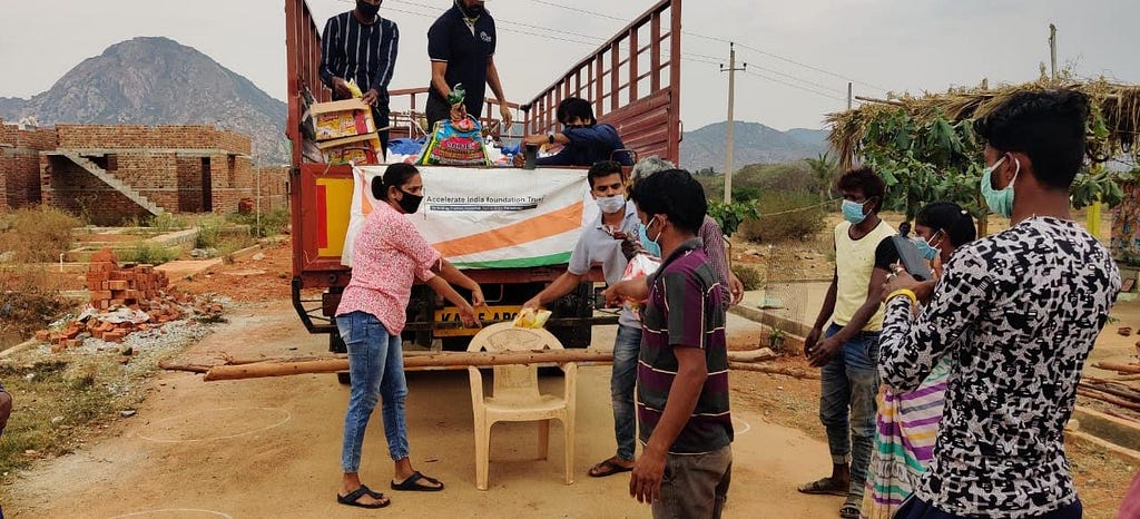 Food supplies being distributed