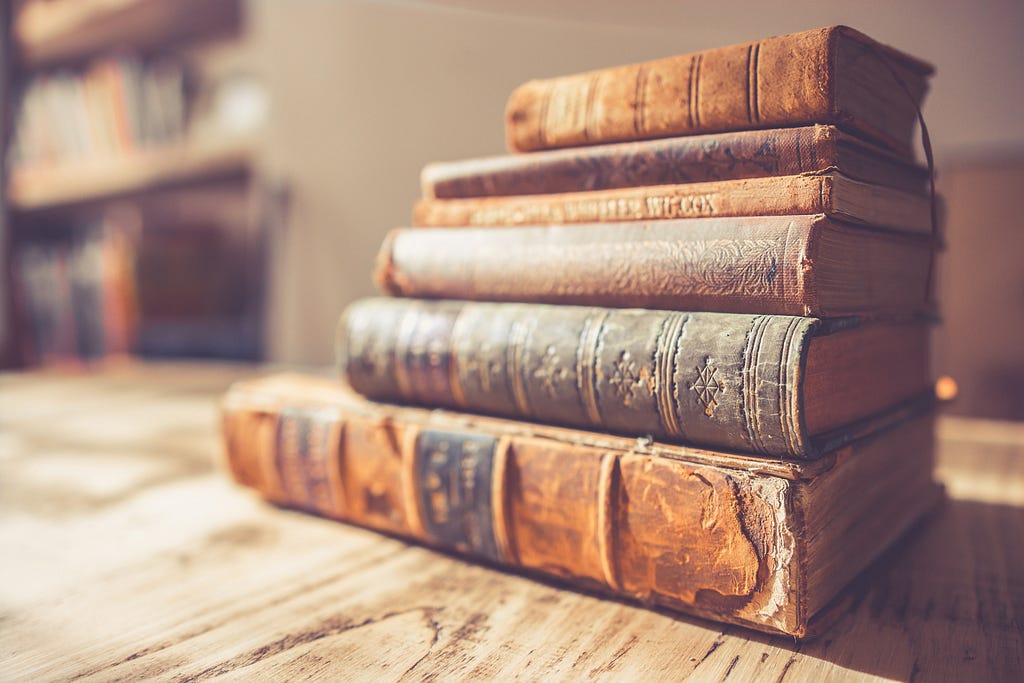 just a stack of leather books