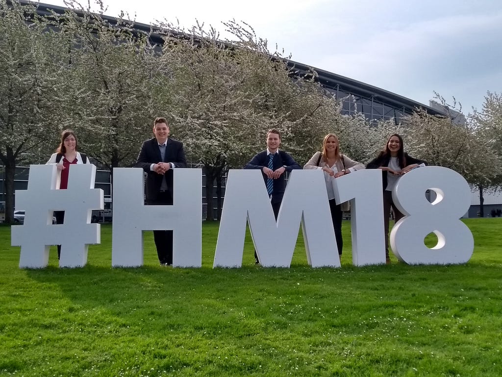 5 BABLE colleagues stand behind massive letters — #HM18