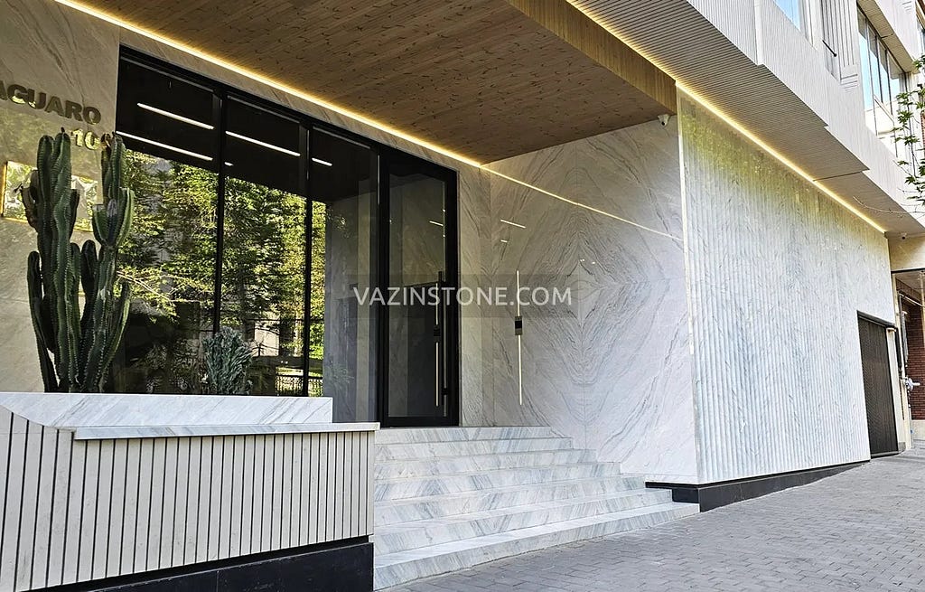 Azna crystal marble on the facade of the building