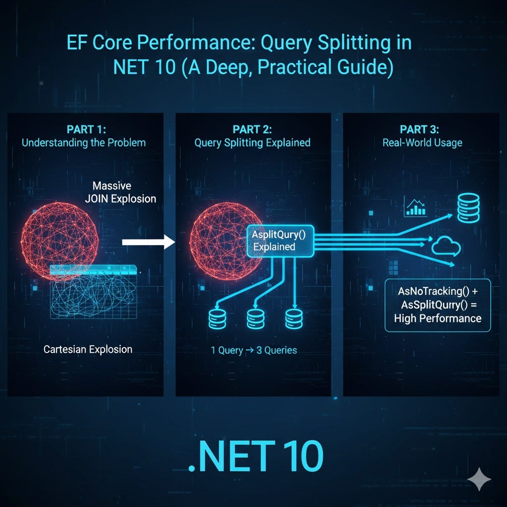 One Trick to Improve EF Core Performance Using Query Splitting in .NET 10 (A Deep, Practical Guide)