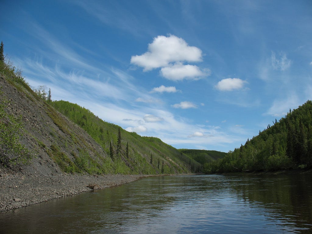 Landscape of a river with steep banks