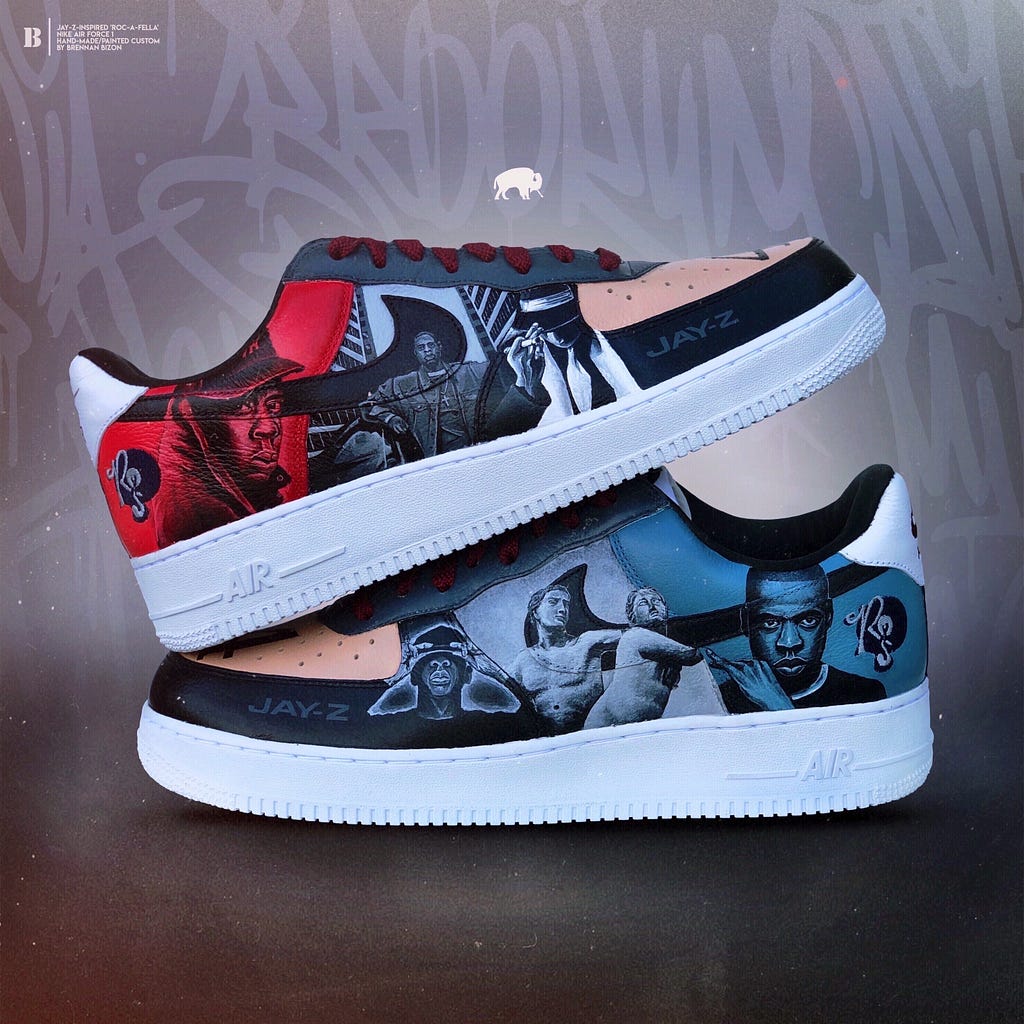 custom sneakers, “Jay-Z” AF-1 by Brennan Bizon