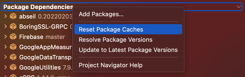 Resetting the cache from Xcode