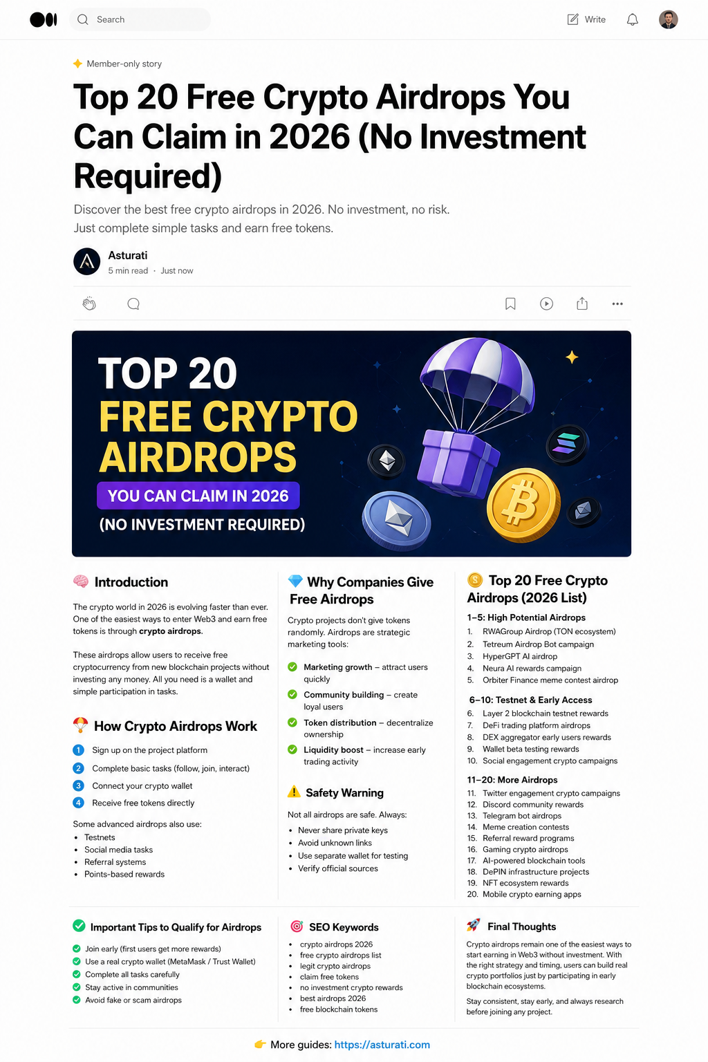 Top 20 Free Crypto Airdrops You Can Claim in 2026 (No Investment Required)