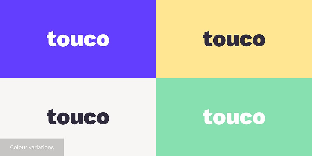 The Touco logo in a range of colours