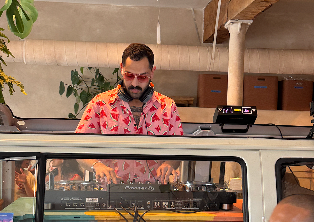 A DJ in a VW Van