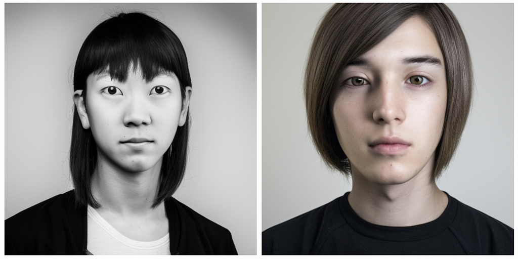 AI-generated images of our non-human interns, Aiko and Aiden