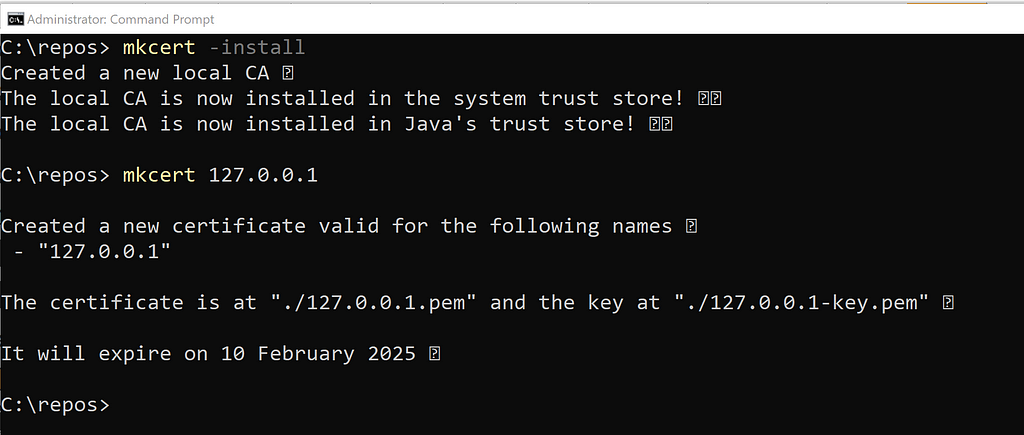 mkcert 127.0.0.1