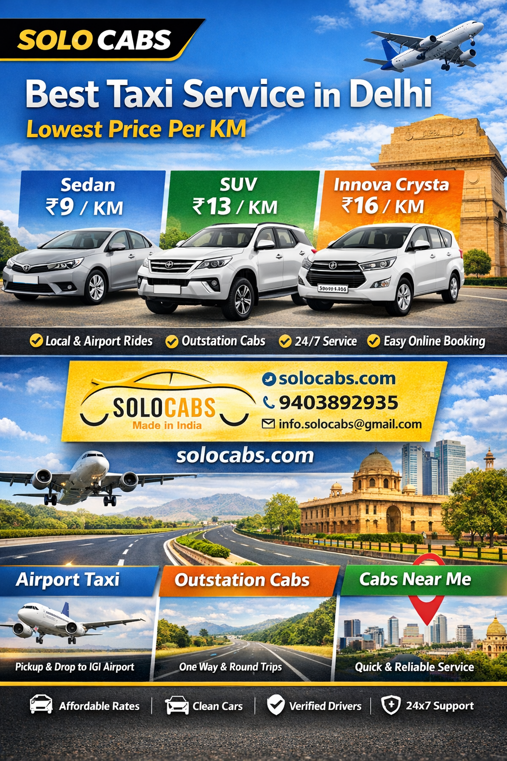 Solo Cabs — Best Taxi Service in Delhi at Lowest Price per KM Solo Cabs — Best Taxi Service in Delhi at Lowest Price per KM