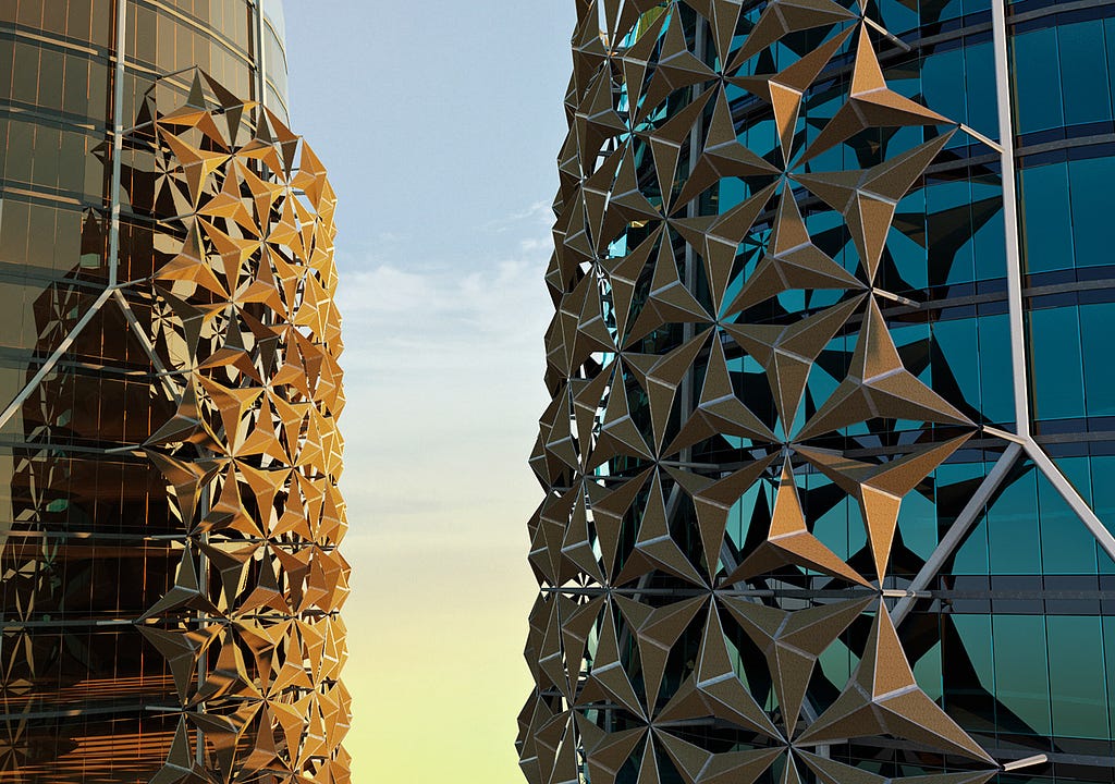 A 3D rendering of the Al Bahar Towers façade by Anna Dimitrieva