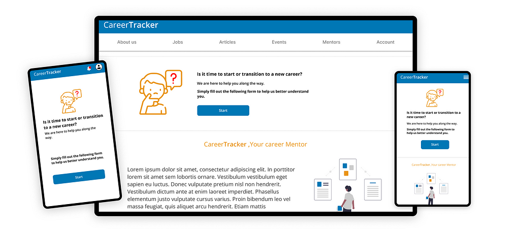 Image of the career tracker responsive website mockups