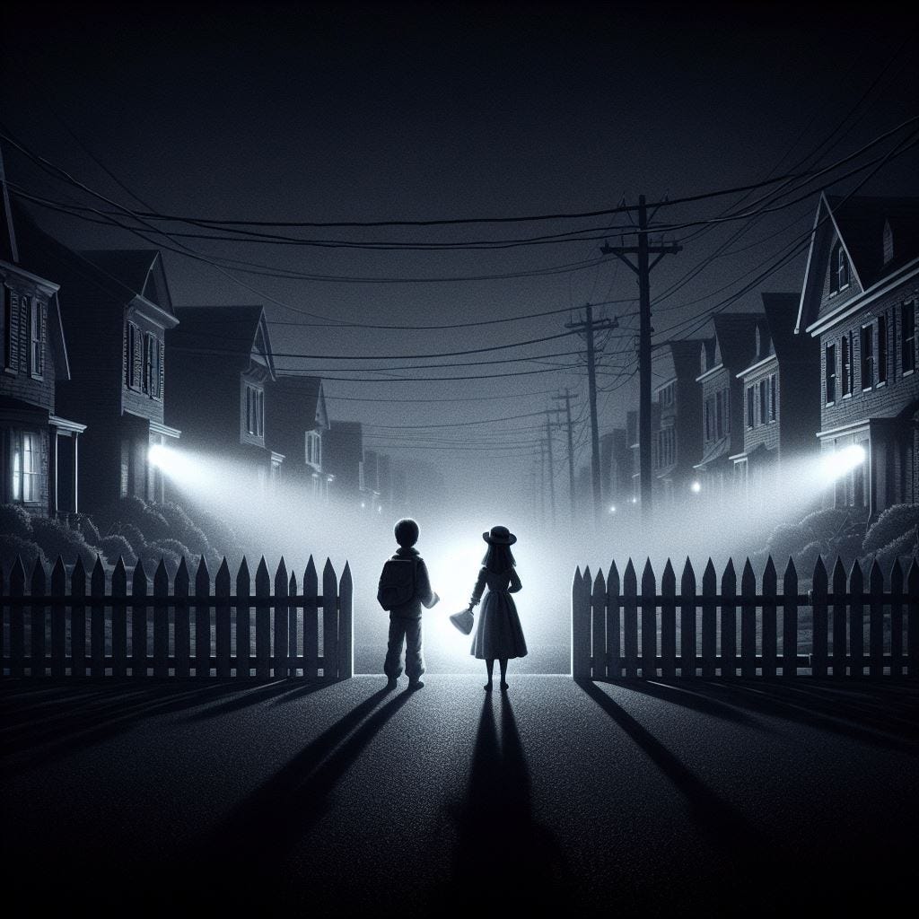 An image of boy and girl during a blackout