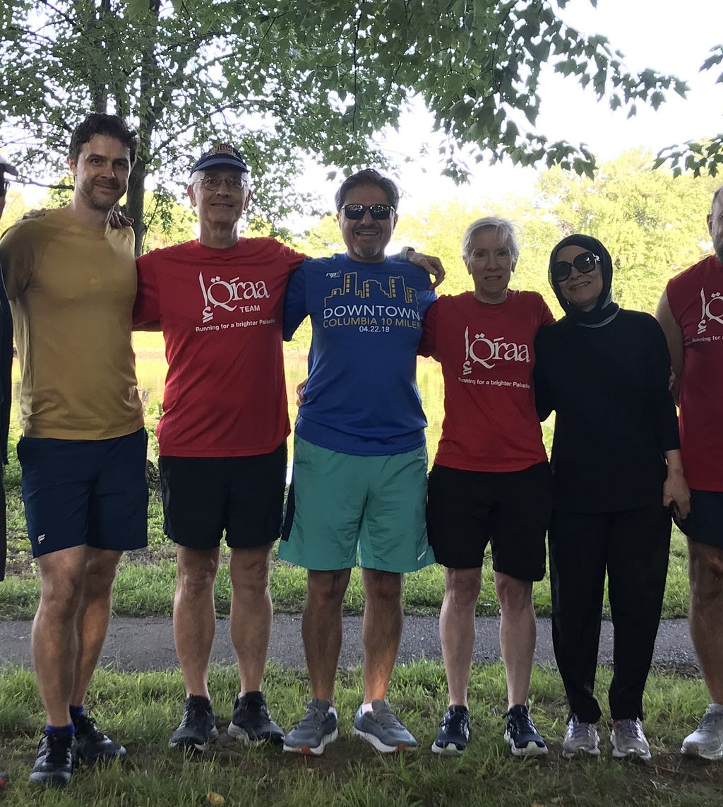 With my team at the Iqraa running club — RUNNING FOR A BRIGHTER PALESTINE (Photo by Kirk Campbell, used by permission, June 2024)