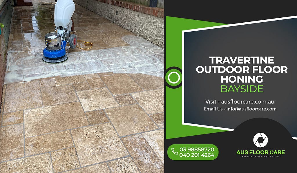 Travertine outdoor floor honing Bayside