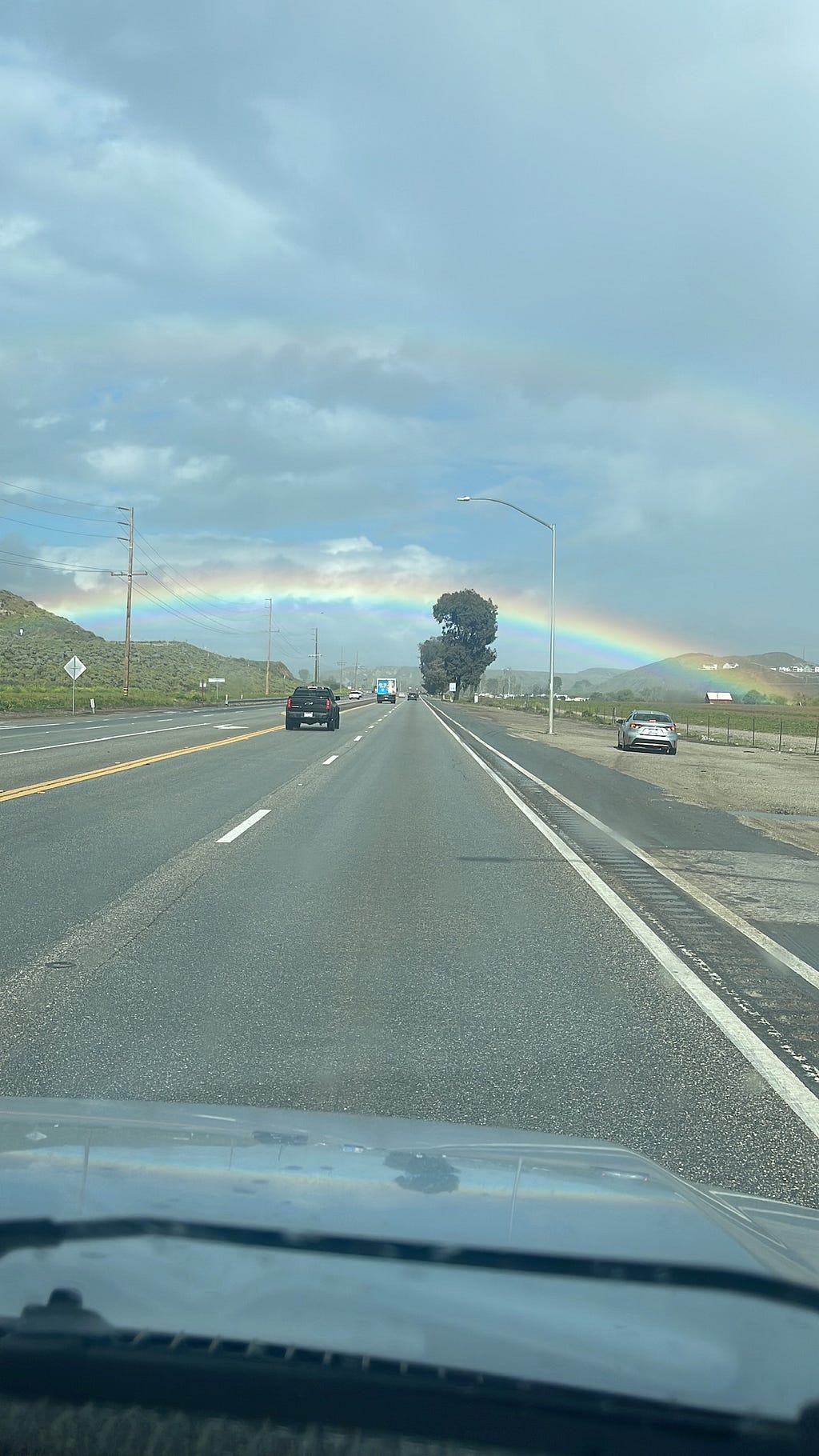 Rainbow on our way to Joshua Tree