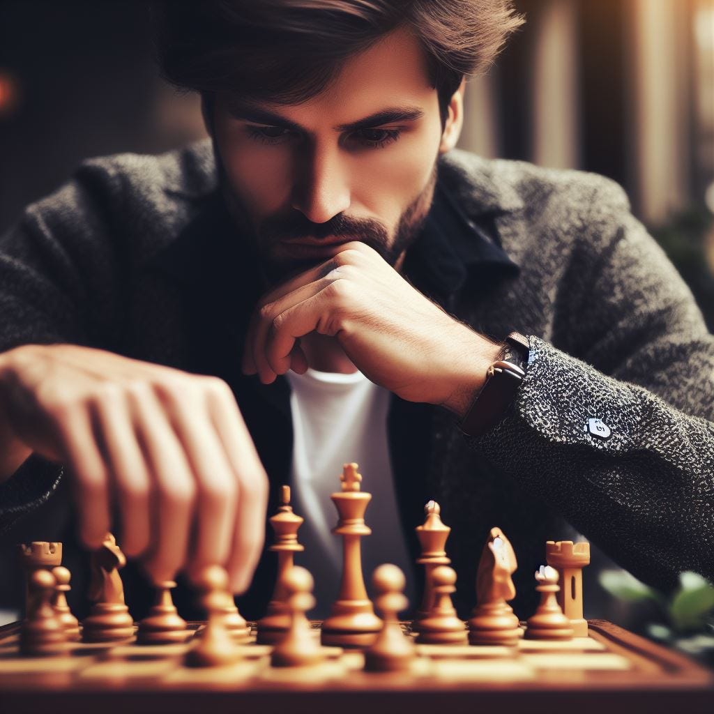 A guy playing chess