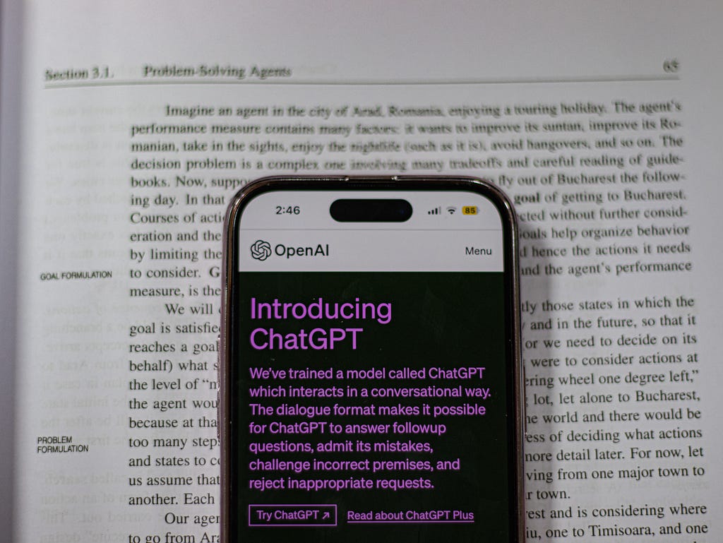 An image of the ChatGPT Openai webiste open on a mobile phone