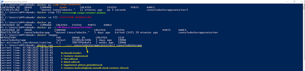 docker komutları ile container ayağa kaldırmak