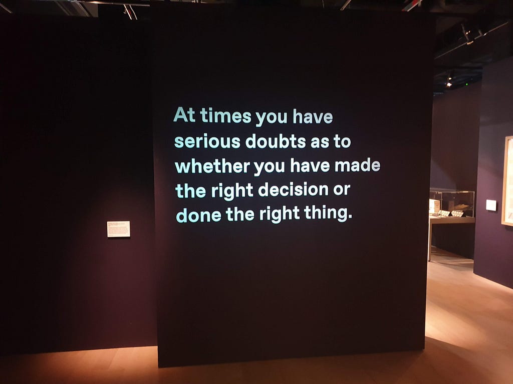 A black board with white writing reading “At times you have serious doubts as to whether you have made the right decisions”
