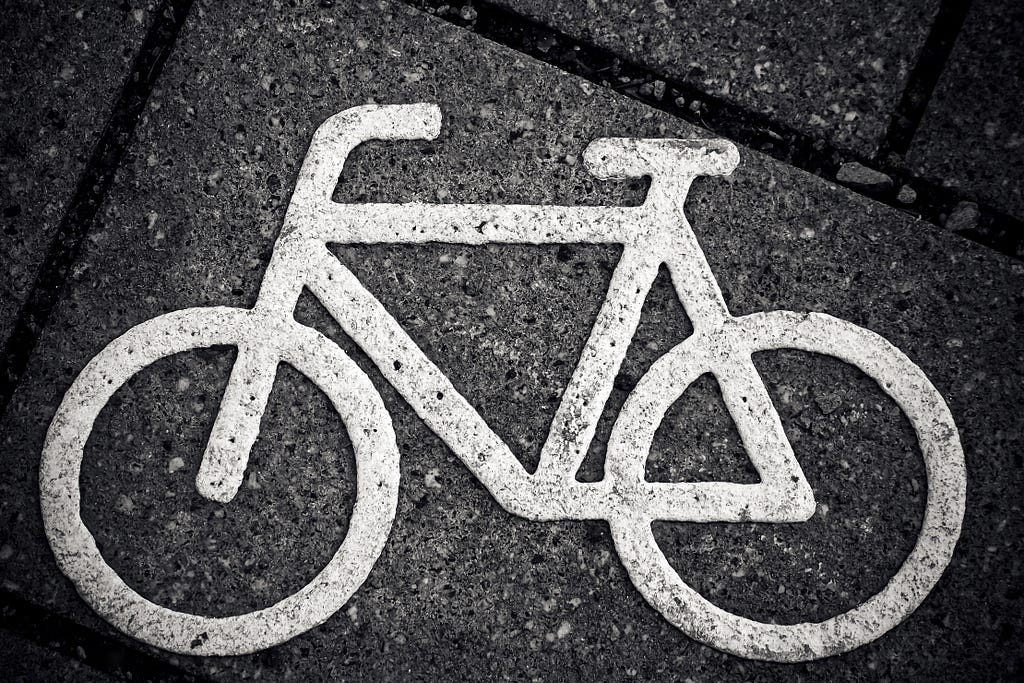 Bicycle graphic on a pavement