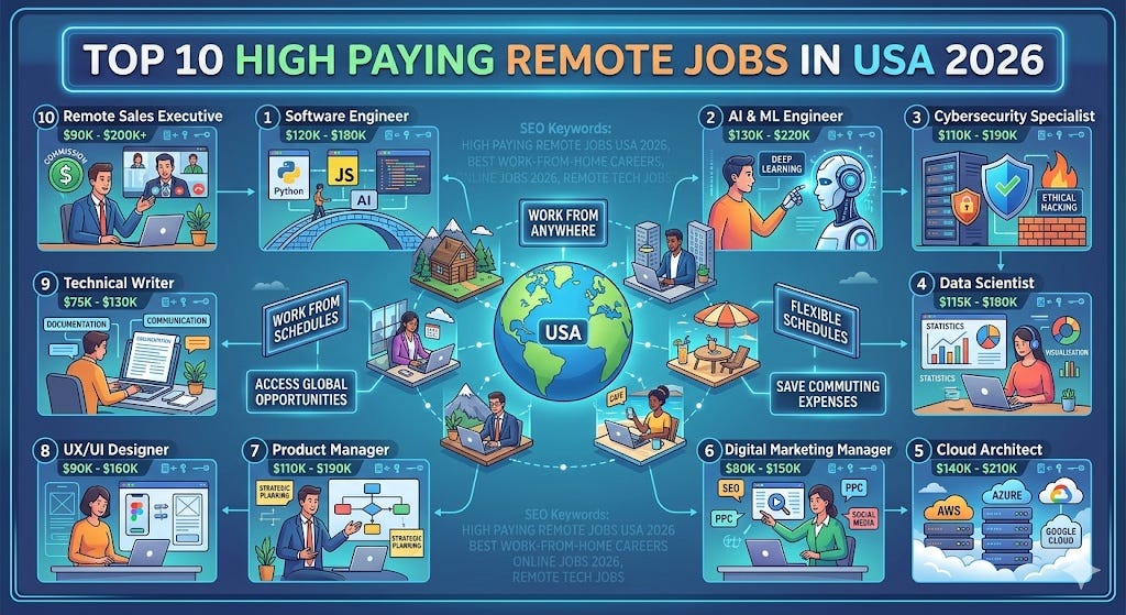 Top 10 High Paying Remote Jobs in USA 2026 (Earn $100K+ From Home)