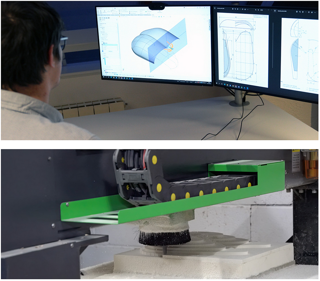 Image showing a 3D router machining the profile of buttocks