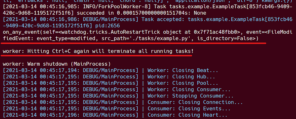 Python Celery code changes detection