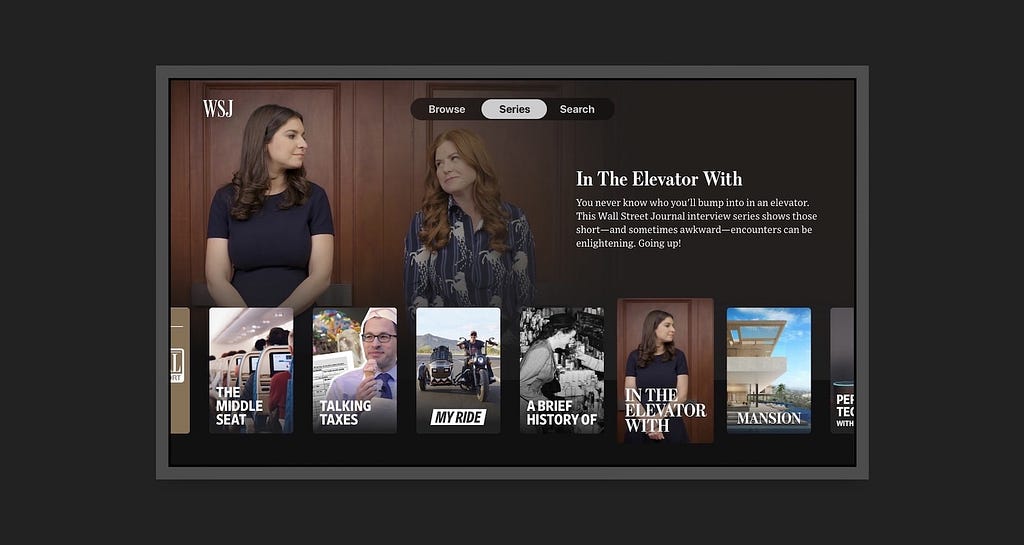 WSJ Apple TV app video series section