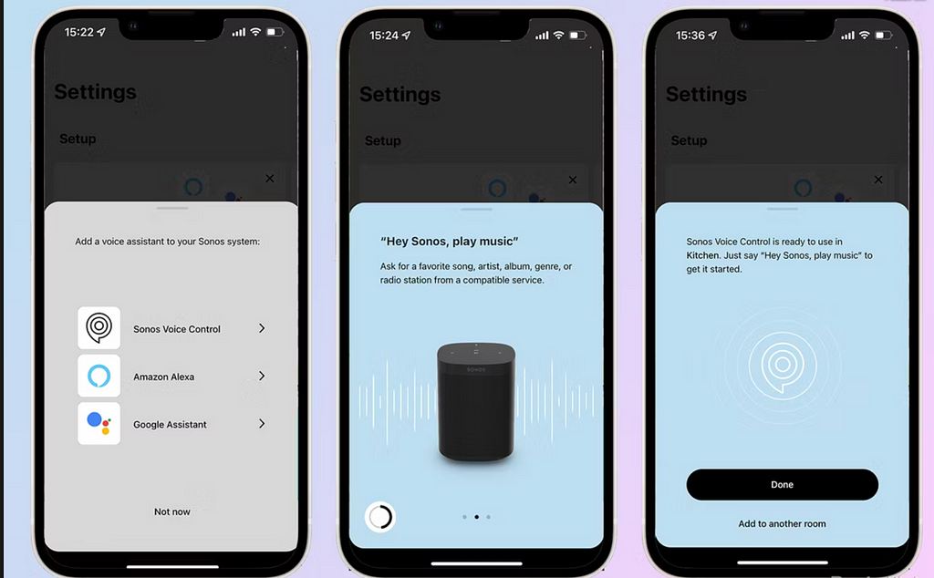 Sonos voice based UI set up has been made extremely easy, thanks to its intuitive design