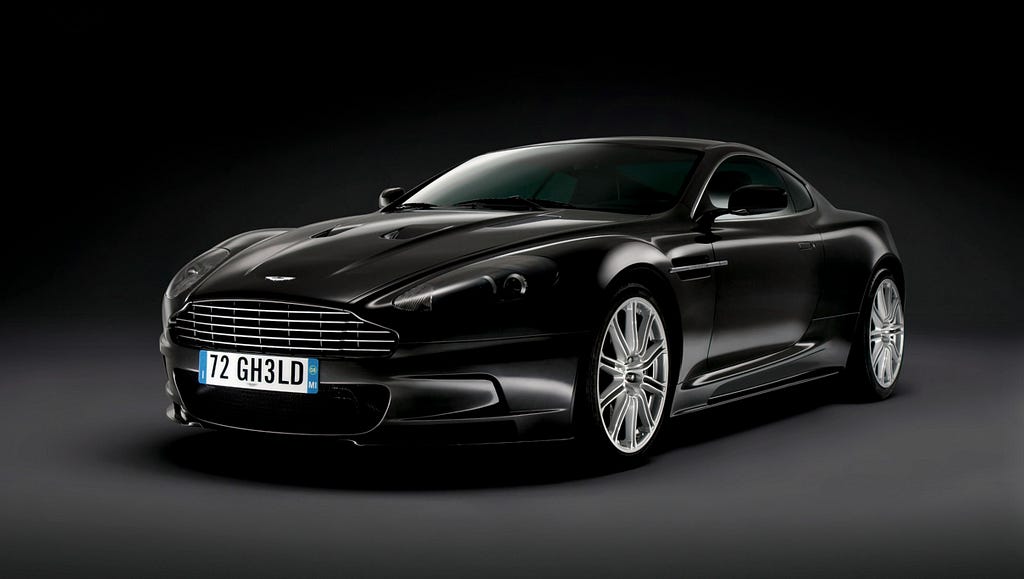 James Bond’s black Aston Martin car.