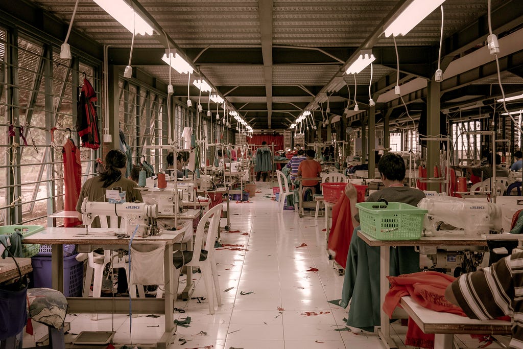A photograph of a textiles factory.