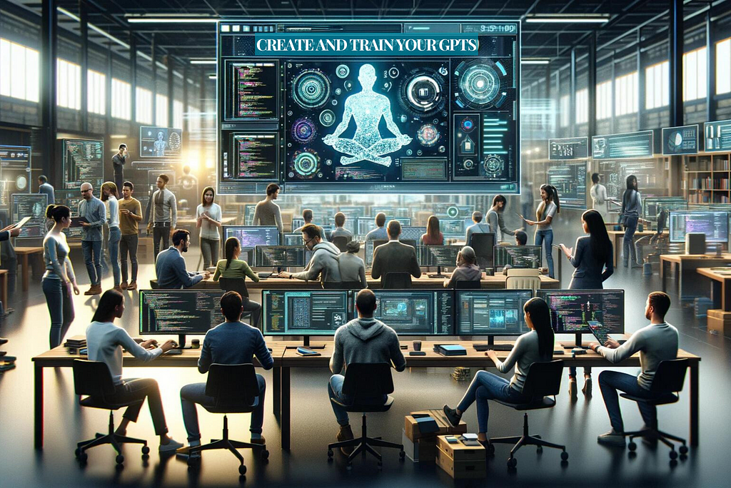 An animated photo created from ChatGPT that shows an office with humans.